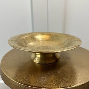Vintage Decorative Brass Bowl Floral Etchings India